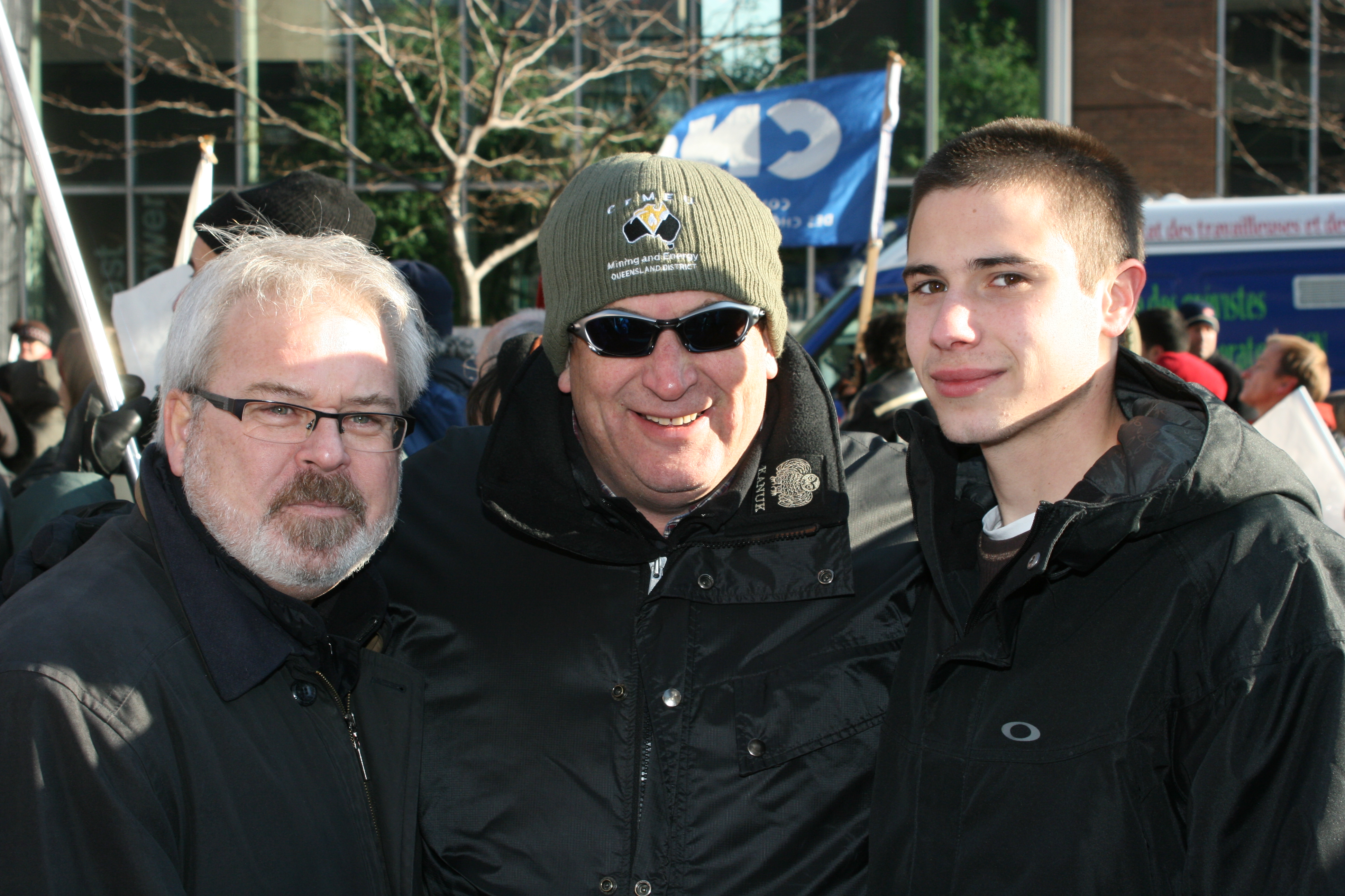 Rassemblement du 6 décembre 2008 à Montréal. Des Métallos lors du rassemblement du 6 décembre 2008